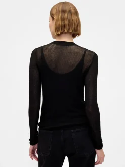 High-Neck Sheer Sweater