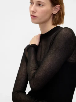 High-Neck Sheer Sweater