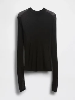 High-Neck Sheer Sweater