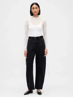 High-Neck Sheer Sweater