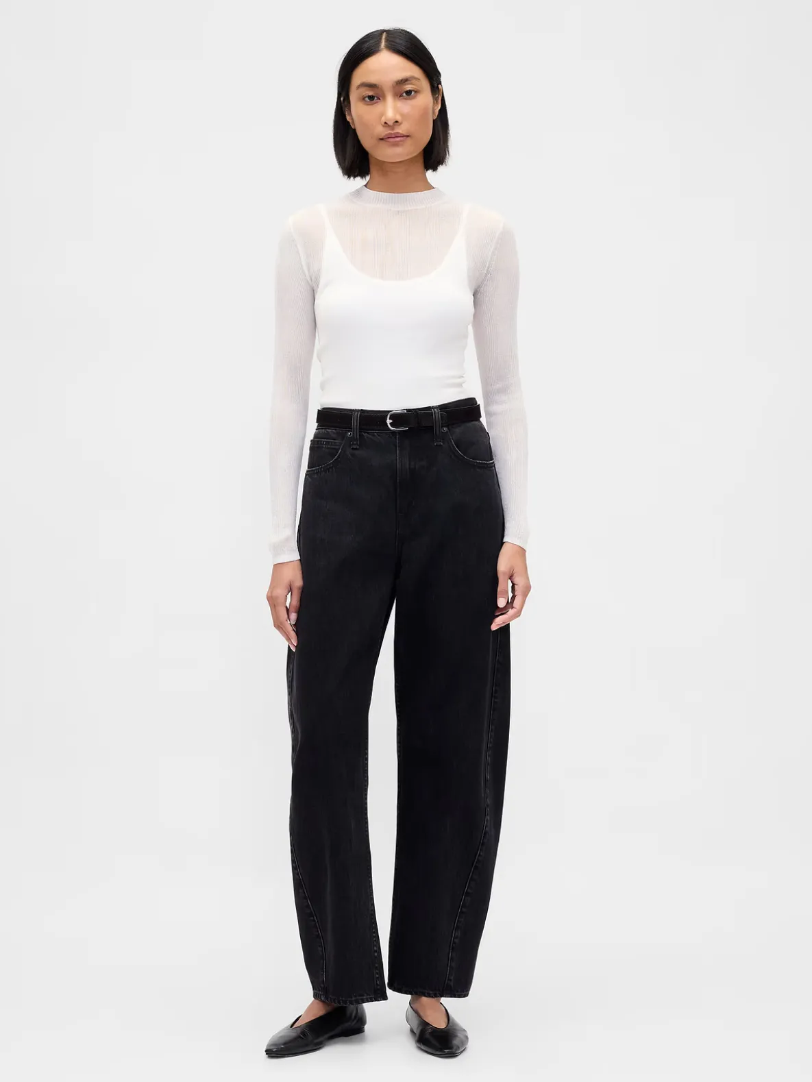 High-Neck Sheer Sweater