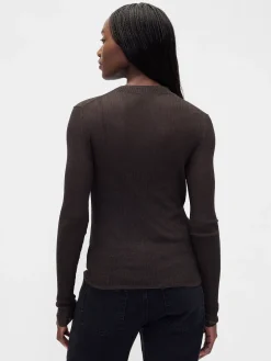 High-Neck Sheer Sweater