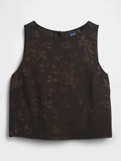 Jacquard Crop Shell Tank Top