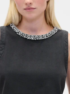 Jewel-Neck Shell Tank Top