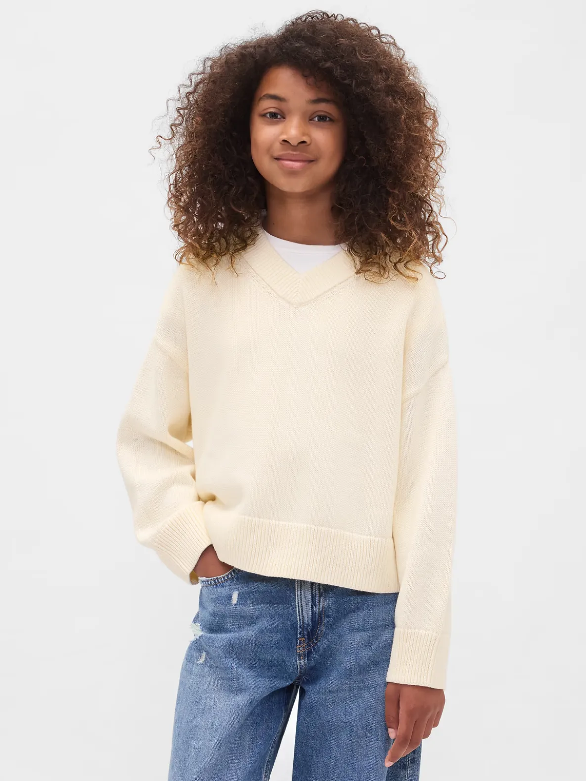 Kids Boxy V-Neck Sweater