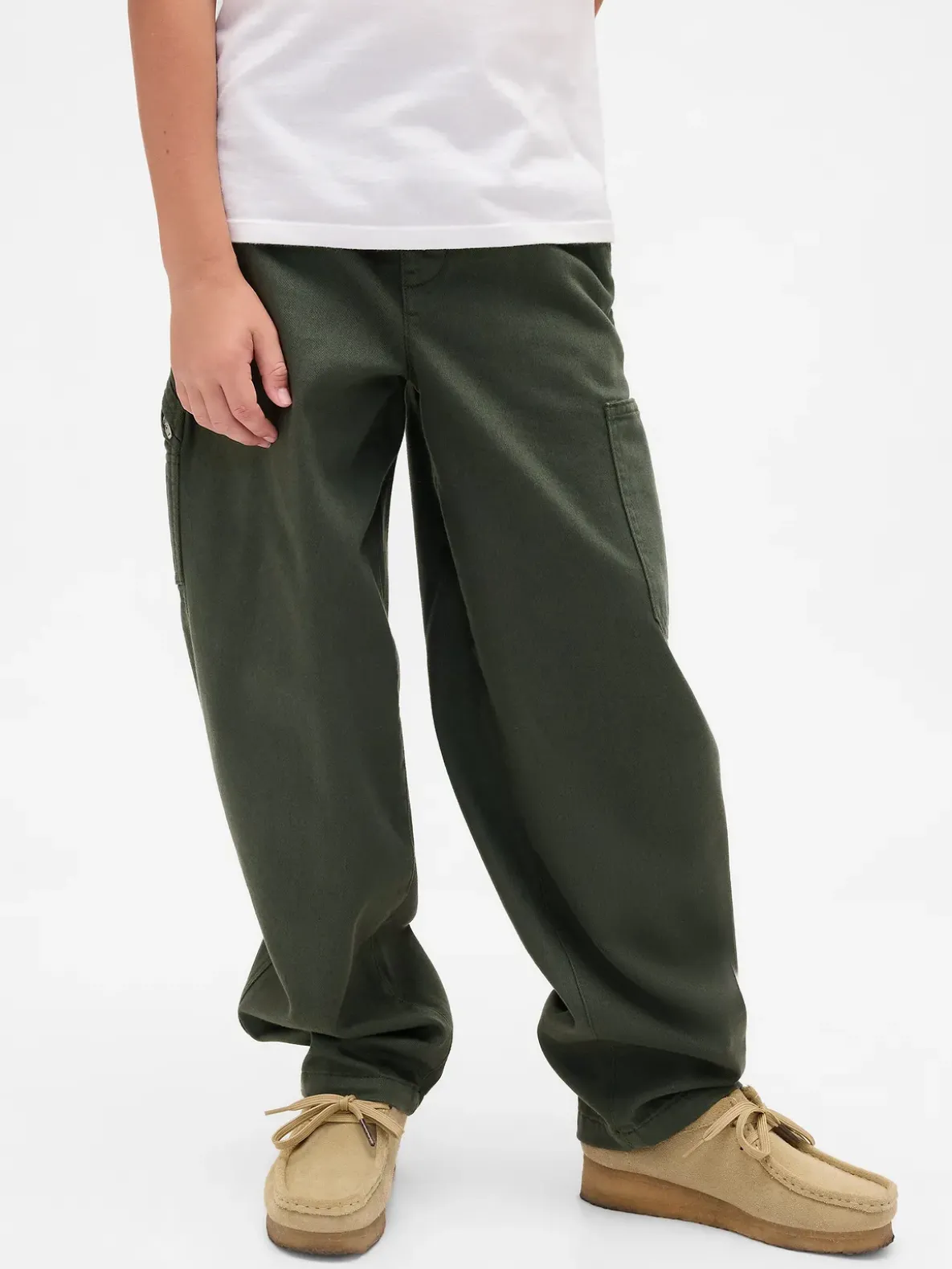 Kids Brushed Cargo Baggy Taper Pants