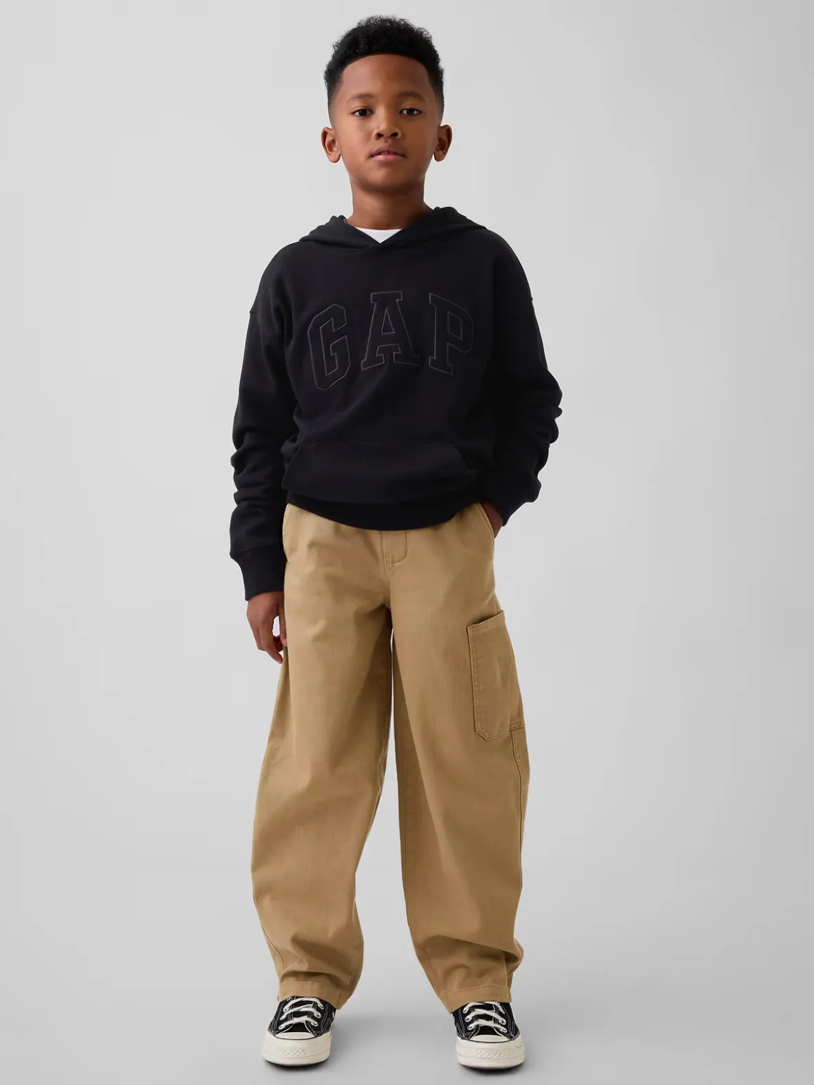 Kids Brushed Cargo Baggy Taper Pants