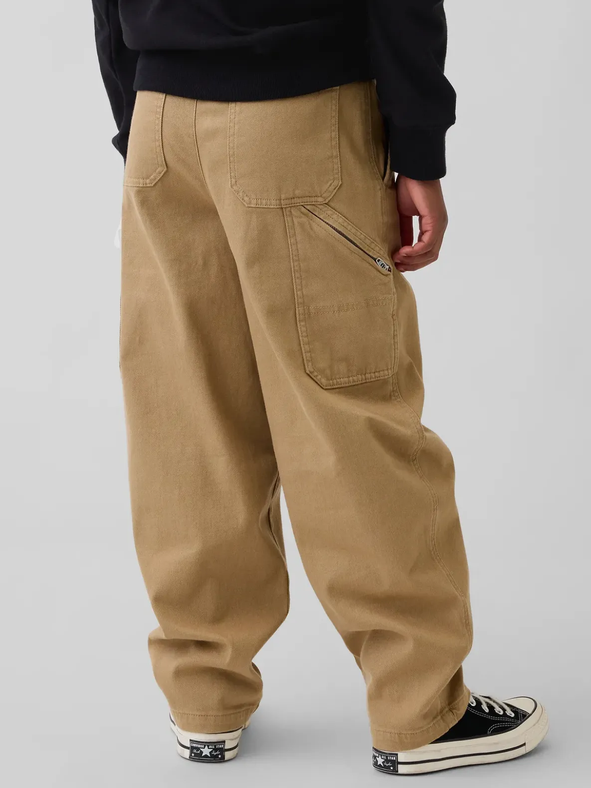 Kids Brushed Cargo Baggy Taper Pants