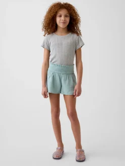 Kids Cotton Gauze Butterfly-Hem Shorts