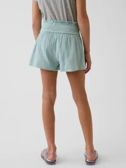 Kids Cotton Gauze Butterfly-Hem Shorts