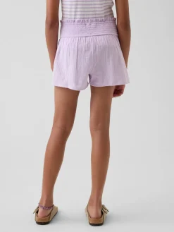 Kids Cotton Gauze Butterfly-Hem Shorts