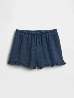 Kids Cotton Gauze Denim Easy Ruffle Shorts