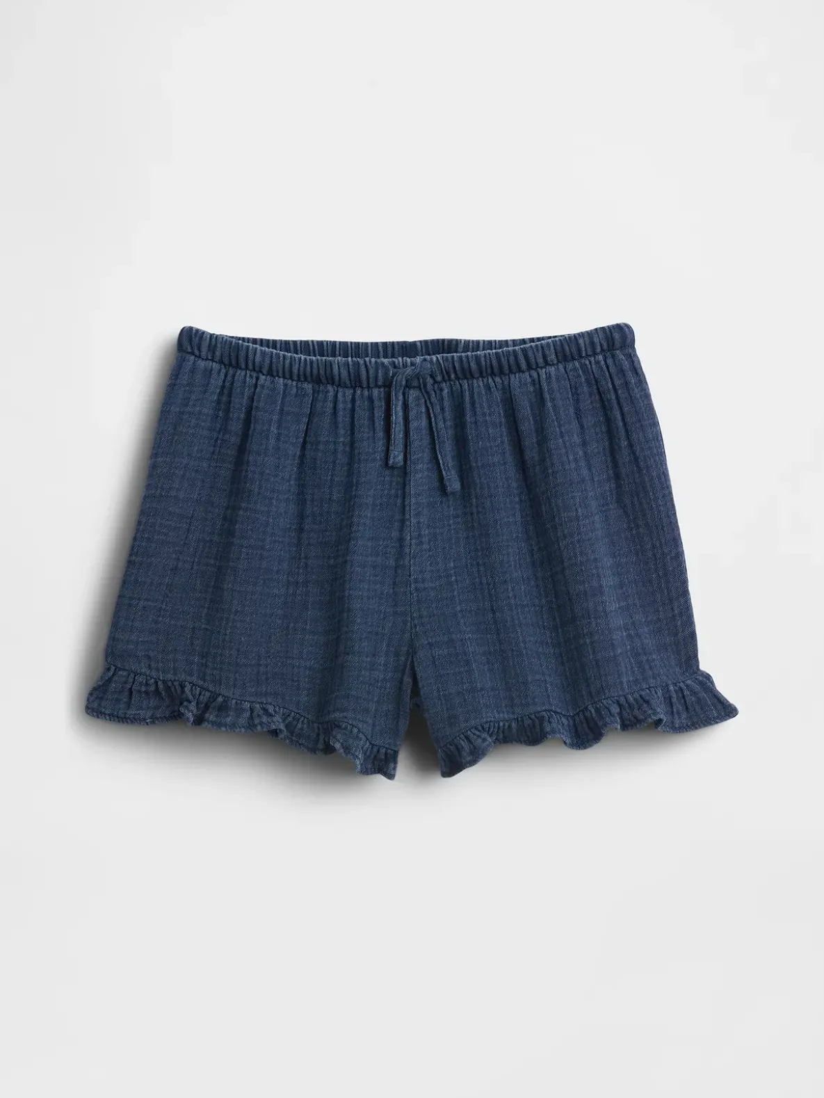 Kids Cotton Gauze Denim Easy Ruffle Shorts