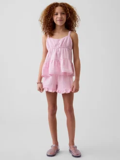 Kids Cotton Gauze Easy Ruffle Shorts