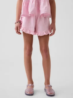 Kids Cotton Gauze Easy Ruffle Shorts