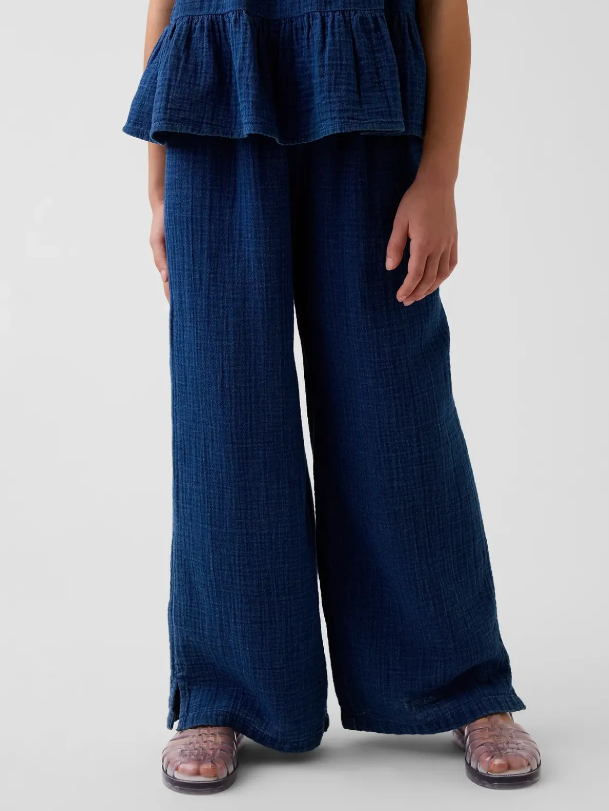 Kids Cotton Gauze Relaxed Wide-Leg Pants