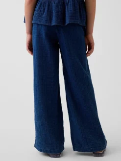 Kids Cotton Gauze Relaxed Wide-Leg Pants