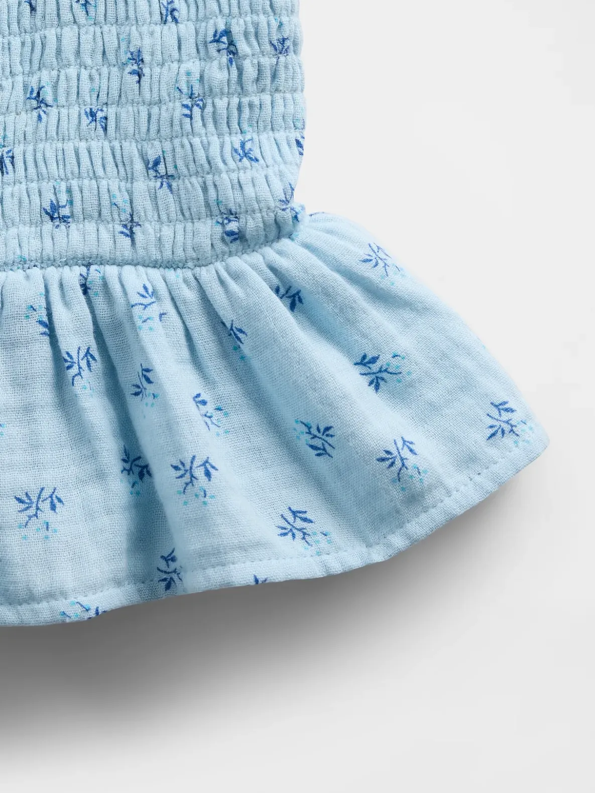Kids Cotton Gauze Smocked Peplum Top