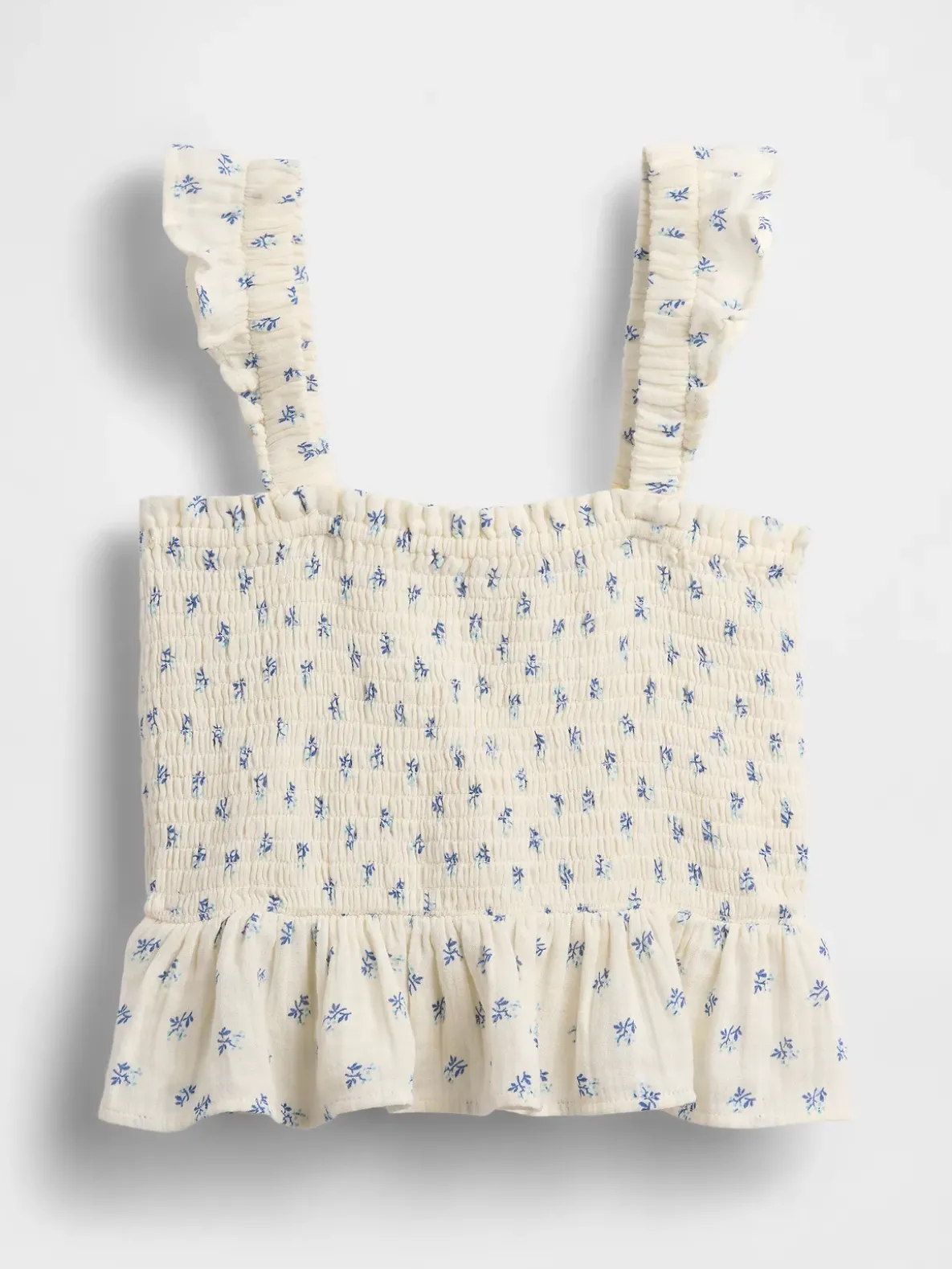 Kids Cotton Gauze Smocked Peplum Top