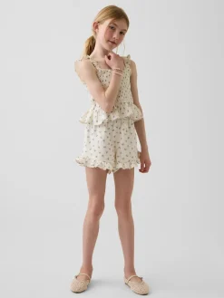 Kids Cotton Gauze Smocked Peplum Top