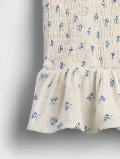 Kids Cotton Gauze Smocked Peplum Top
