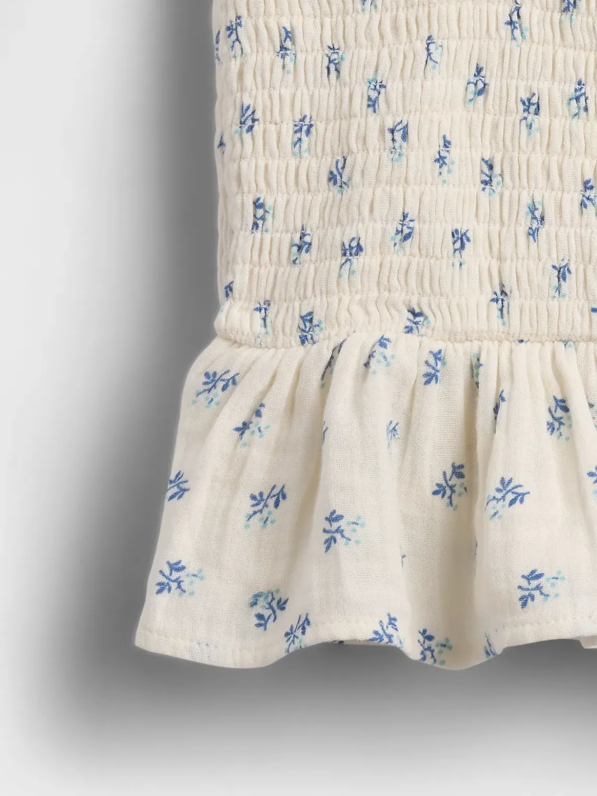Kids Cotton Gauze Smocked Peplum Top