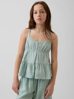 Kids Cotton Gauze Tiered Tank Top