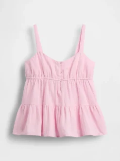 Kids Cotton Gauze Tiered Tank Top