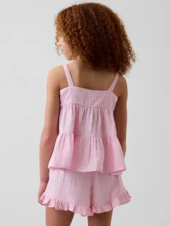 Kids Cotton Gauze Tiered Tank Top