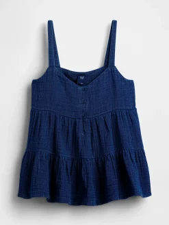 Kids Cotton Gauze Tiered Tank Top