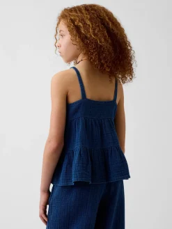 Kids Cotton Gauze Tiered Tank Top