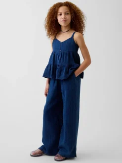 Kids Cotton Gauze Tiered Tank Top