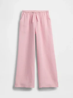 Kids Cotton Gauze Wide-Leg Pants