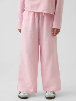 Kids Cotton Gauze Wide-Leg Pants