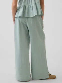 Kids Cotton Gauze Wide-Leg Pants
