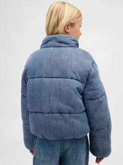 Kids Cozy-Lined Denim Puffer Jacket