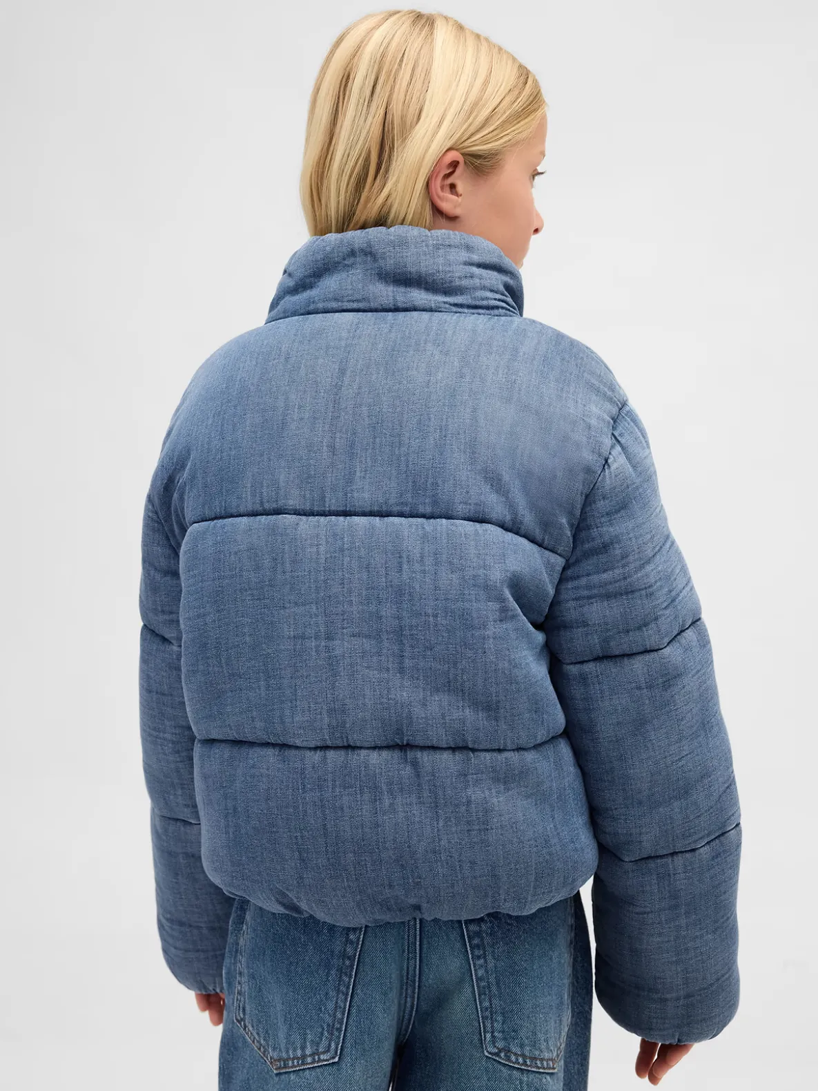 Kids Cozy-Lined Denim Puffer Jacket