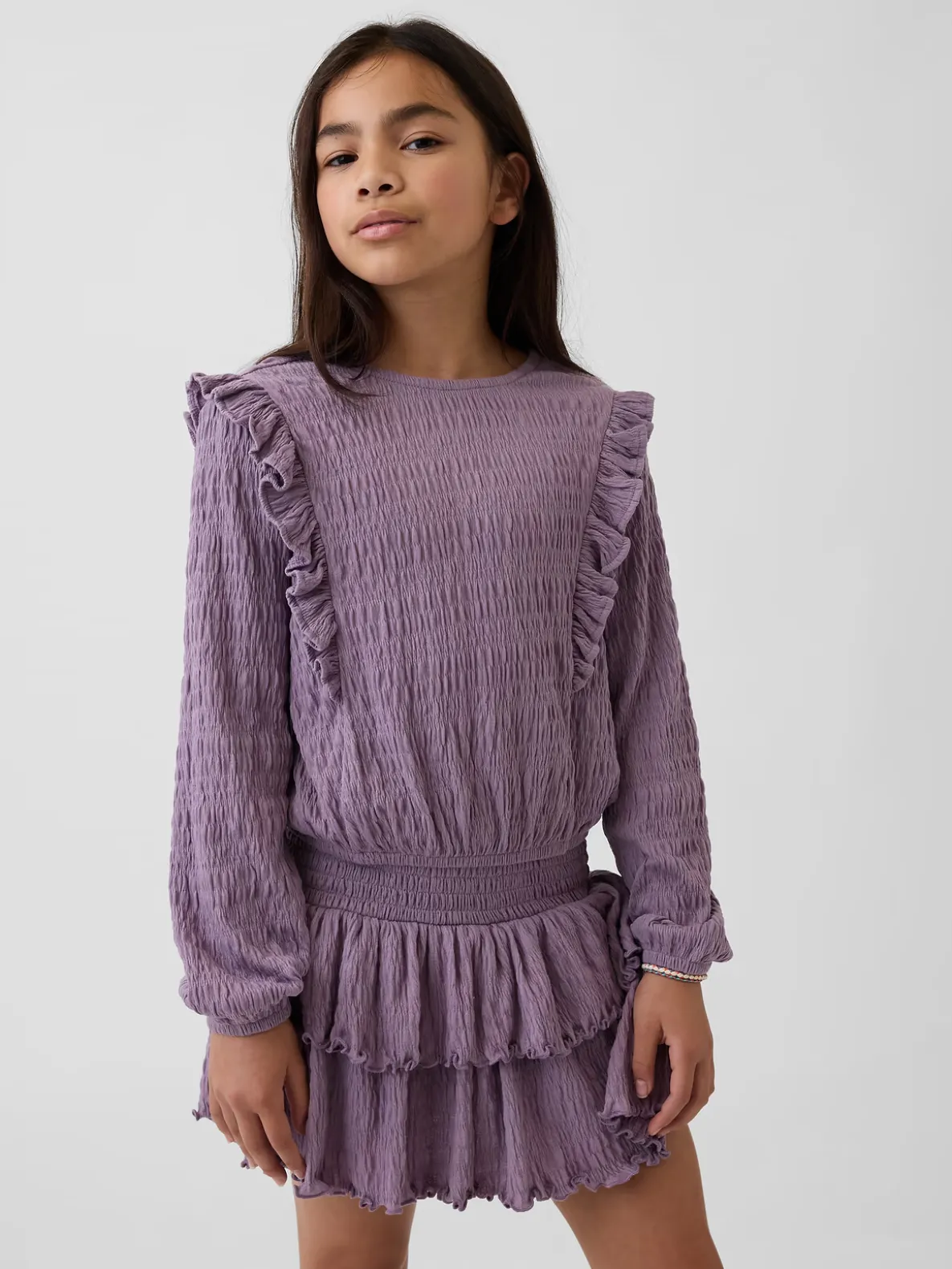 Kids Crinkle Knit Ruffle Top