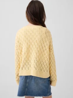Kids Crochet Oversized Crewneck Sweater