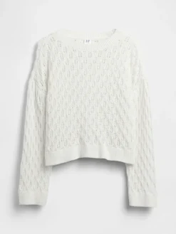 Kids Crochet Oversized Crewneck Sweater