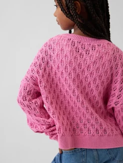 Kids Crochet Oversized Crewneck Sweater