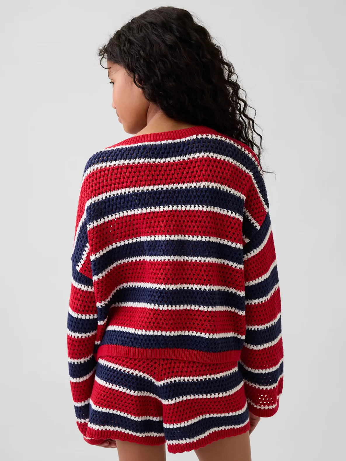 Kids Crochet Oversized Stripe Sweater