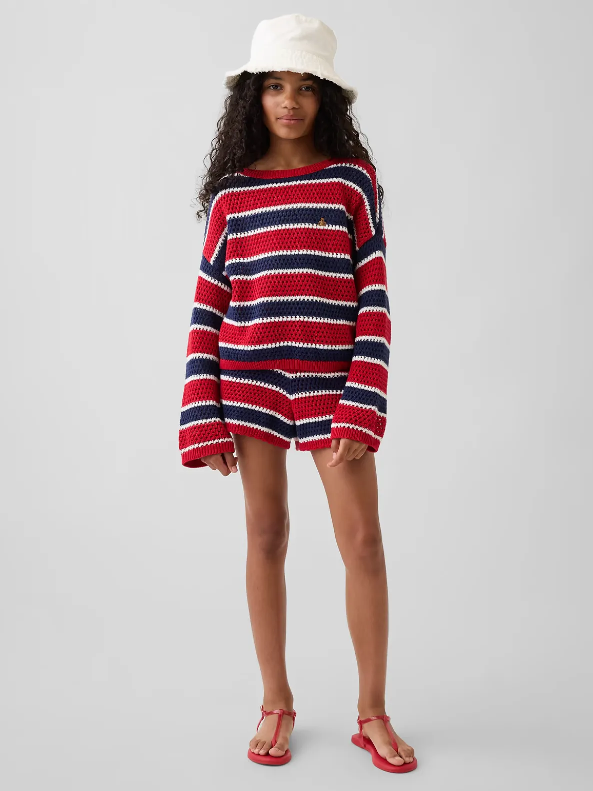 Kids Crochet Oversized Stripe Sweater
