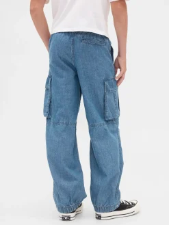 Kids Denim Baggy Cargo Joggers