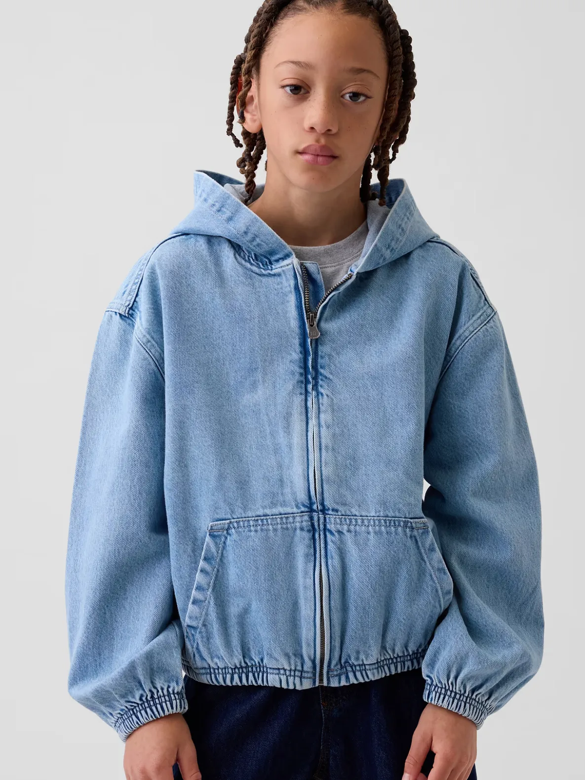 Kids Denim Relaxed Hooded Jacket