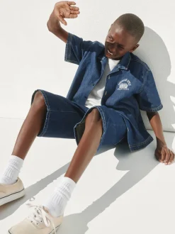 Kids Denim Relaxed New York Logo Shirt