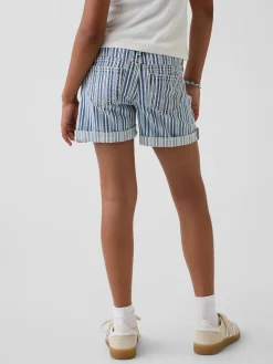 Kids Denim Stripe Midi Shorts
