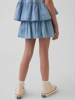 Kids Denim Tiered Skort
