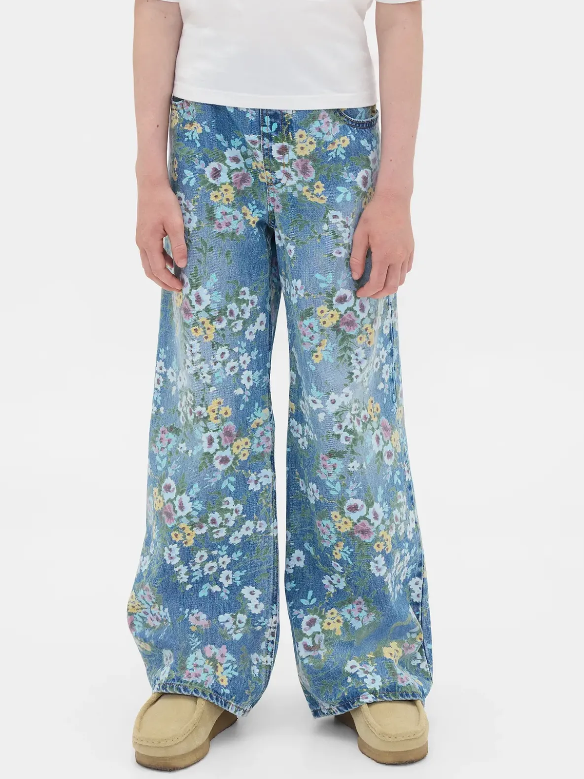 Kids Floral Easy Baggy Jeans