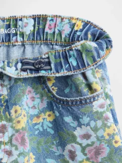Kids Floral Easy Baggy Jeans